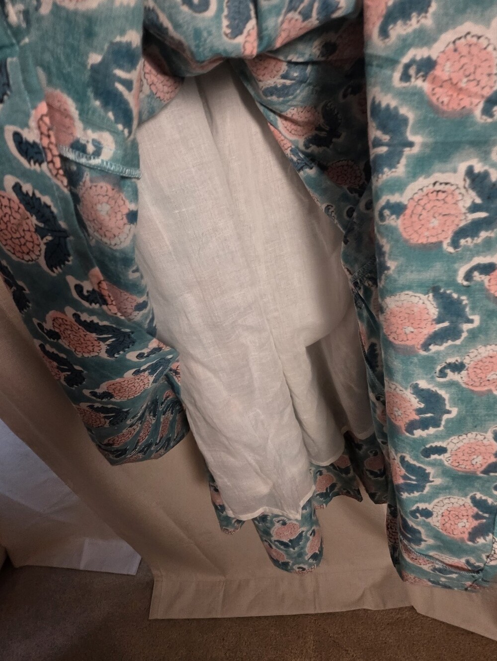 Maisha Concept XL Tiered Green Floral Long Sleeve Maxi Dress Belt Pockets Summer - Picture 9 of 9